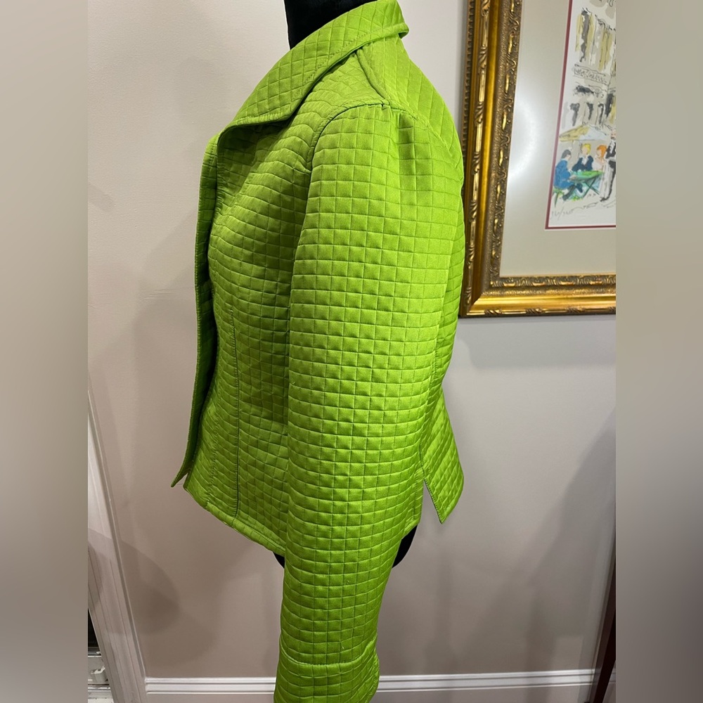 Harve Bernard Green Quilted Women's Jacket size 12 vintage 1990s open no closure - Picture 4 of 11